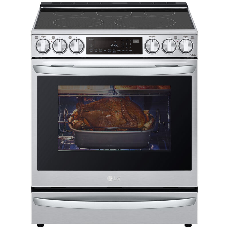 LG 30 in. 6.3 cu. ft. Smart Air Fry Convection Oven Slide-In Electric Range with 5 Smoothtop Burners - Stainless Steel, Stainless Steel, hires