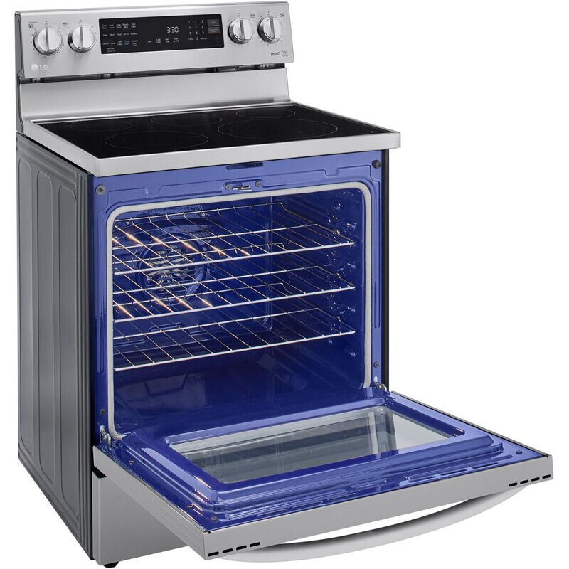 LG InstaView 30 in. 6.3 cu. ft. Smart Air Fry True European Convection Electric Range with Radiant Burners - PrintProof Stainless Steel, PrintProof Stainless Steel, hires