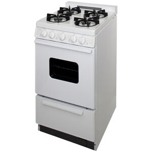 Premier 20 in. 2.4 cu. ft. Gas Range with 4 Sealed Burners - White, , hires