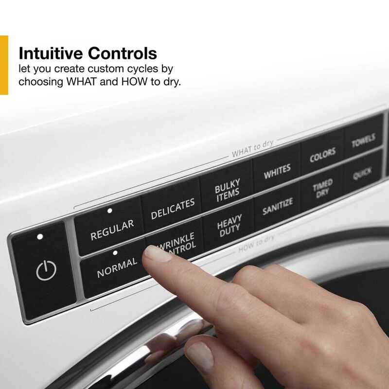 Whirlpool 27 in. 7.4 cu. ft. Stackable Electric Dryer with Sensor Dry & Steam Cycle - White, , hires