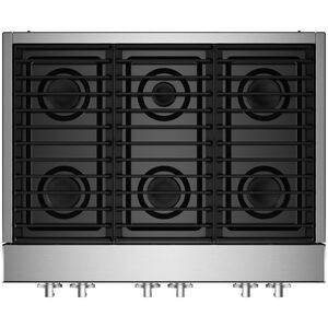 JennAir Noir 36 in. 6-Burner Natural Gas Rangetop with Simmer Burner & Power Burner - Stainless Steel, , hires