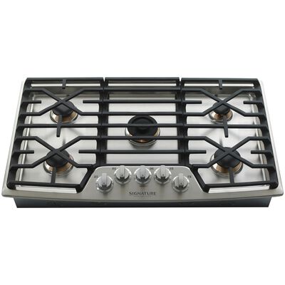 SKS 36 in. 5-Burner Smart Natural Gas Cooktop with Griddle, Simmer Burner & Power Burner - Stainless Steel | UPCG3654ST