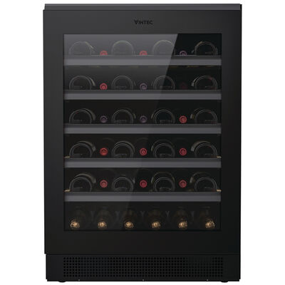 Vintec 24 in. Compact Built-In or Freestanding Wine Cooler with 41 Bottle Capacity, Single Temperature Zones & Digital Control - Matte Black | VWUS041BAB