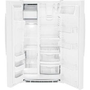 GE 36 in. 25.3 cu. ft. Side by Side Refrigerator with Ice & Water Dispenser - White, White, hires