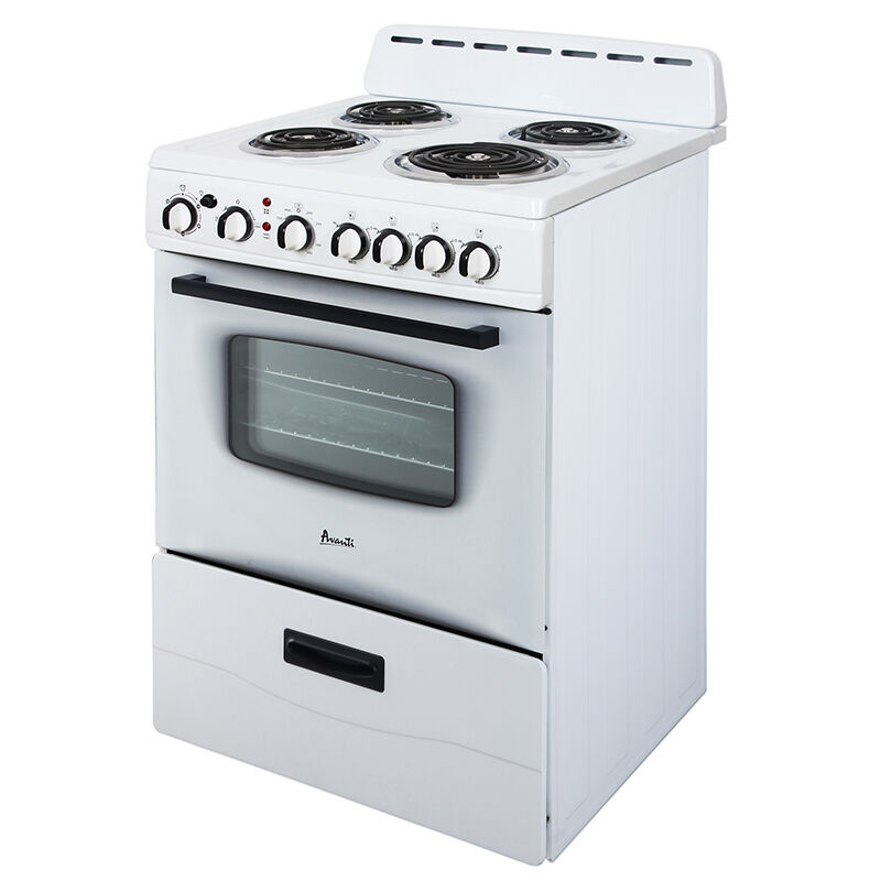 Avanti 24 in. 2.6 cu. ft. Oven Freestanding Electric Range with 4 Coil  Burners - White | P.C. Richard u0026 Son