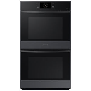 Samsung 30 in. 10.2 cu. ft. Smart Top Control SteamElectric Double Wall Oven with Dual Convection - Matte Black, , hires