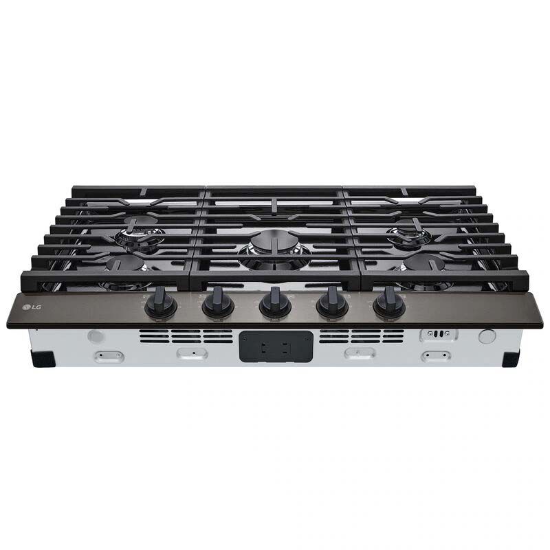 LG 36 in. 5-Burner Natural Gas Cooktop with Simmer Burner & Power Burner - Black Stainless, Black Stainless, hires