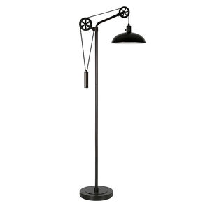 Hudson & Canal Neo Blackened Bronze Floor Lamp with Spoke Wheel Pulley System, , hires