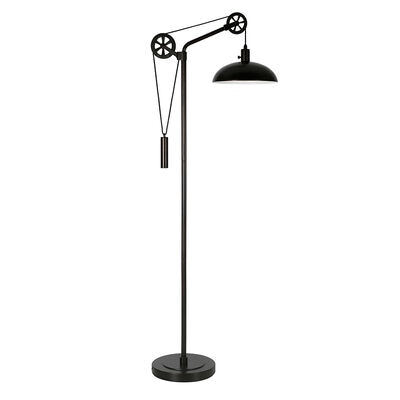 Hudson & Canal Neo Blackened Bronze Floor Lamp with Spoke Wheel Pulley System | FL0305