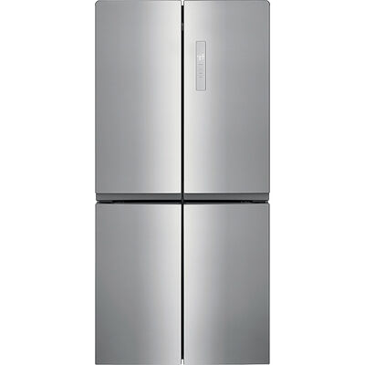 Frigidaire 33 in. 17.4 cu. ft. Counter Depth 4-Door French Door Refrigerator- Brushed Steel | FRQG1721AV