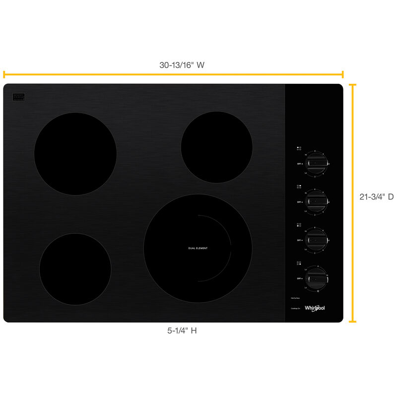 Whirlpool 30 in. 4-Burner Electric Coil Cooktop with Simmer & Power Burner  - White, P.C. Richard & Son