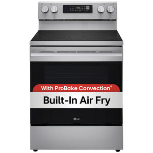 LG 30 in. 6.3 cu. ft. Smart Air-Fry True European Convection Electric Range with Radiant Burners Stainless Steel, , hires