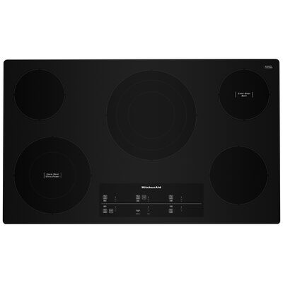 KitchenAid 36 in. 5-Burner Electric Cooktop with Simmer Burner & Power Burner - Black | KCES956KBL