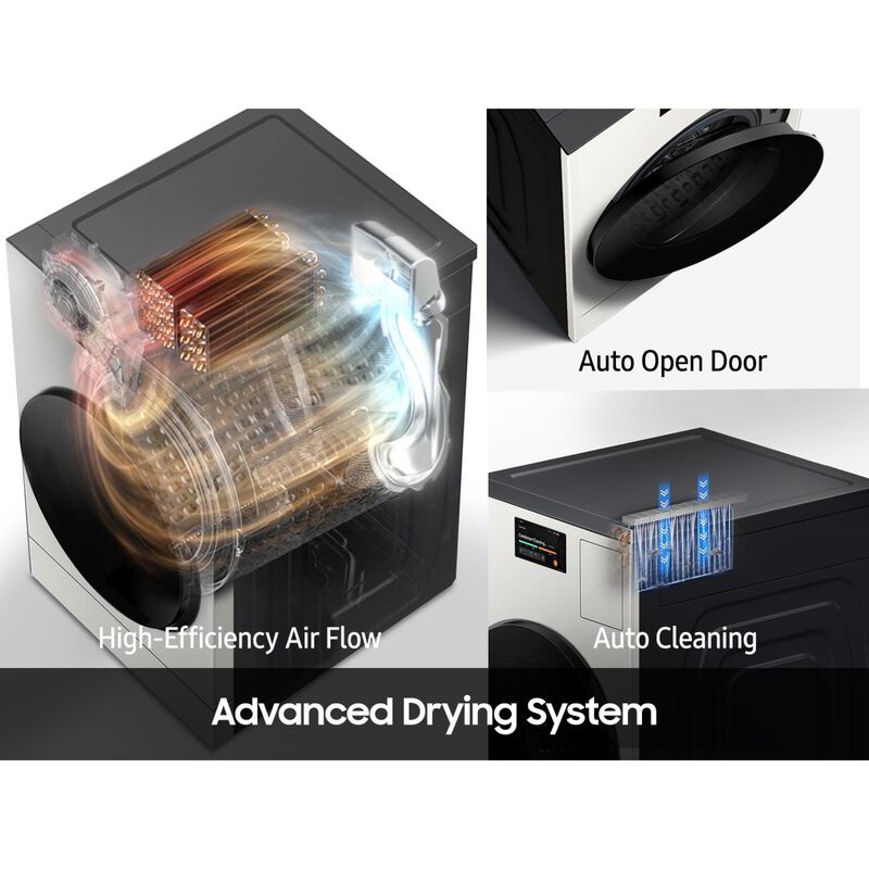 Samsung Bespoke 27 in. 5.3 cu. ft. Smart Electric Front Load Ventless All-in-One AI Combo with Heat Pump, Sanitize & Steam Cycle- Ivory, Ivory, hires