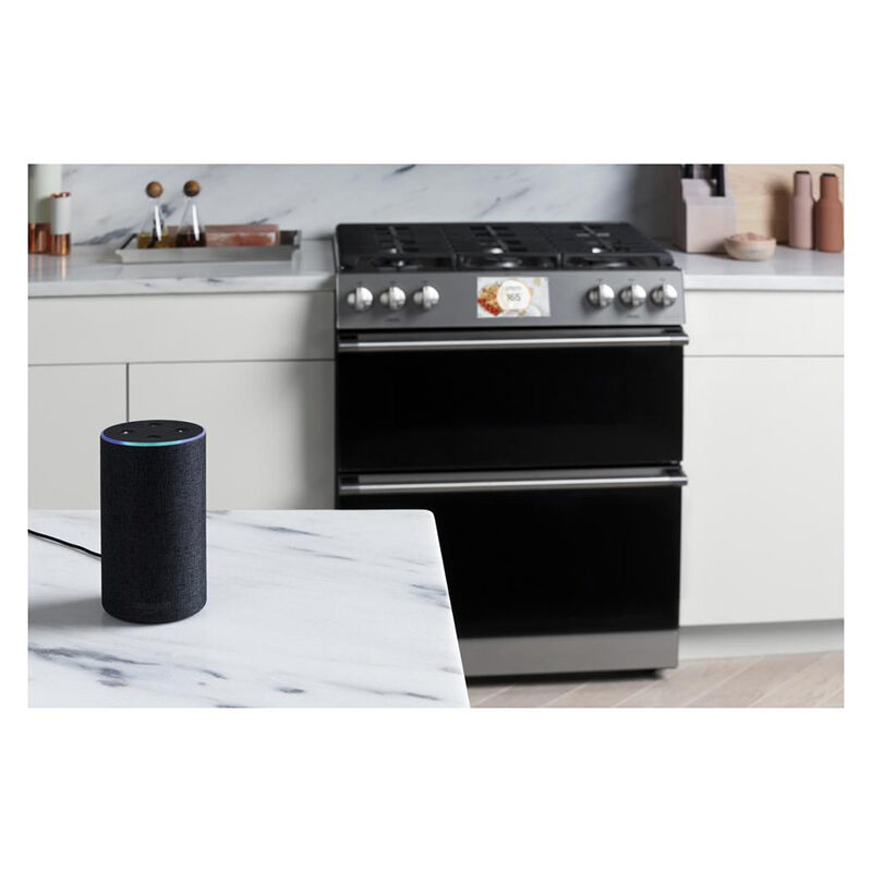 Cafe 30 in. 5.6 cu. ft. Smart Air Fry True European Convection Slide-In Gas Range with 6 Sealed Burners & Griddle - Platinum Glass, Platinum Glass, hires