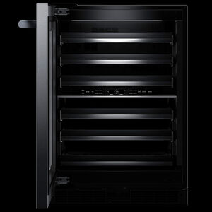 JennAir Rise 24 in. Undercounter Wine Cooler with Wood Racks, Dual Temperature Zones & 45 Bottle Capacity - Stainless Steel, , hires