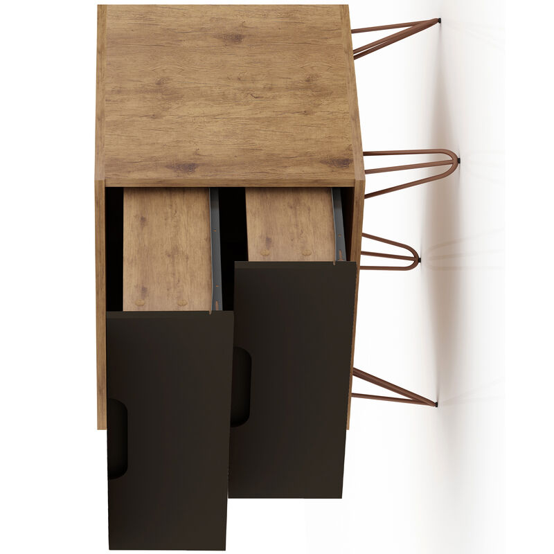 Manhattan Comfort Rockefeller Mid-Century Modern 2-Drawer Nightstand - Textured Gray, Gray, hires