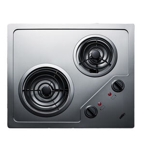 Summit 21 in. 2-Burner Electric Cooktop - Stainless Steel, , hires
