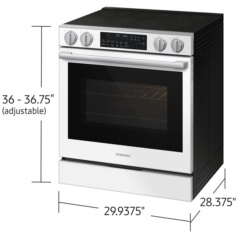 Samsung Bespoke 30 in. 6.3 cu. ft. Smart Air-Fry True European Convection Slide-In Electric Range with Radiant Burners - White Glass, White Glass, hires