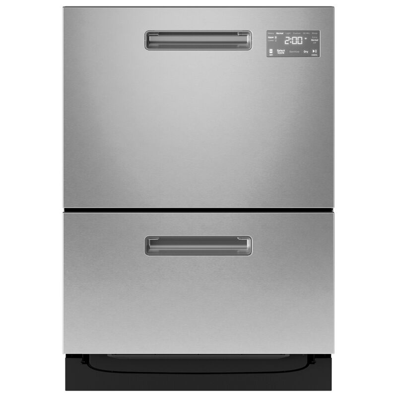 GE Profile 24 in. Smart Double Dishwasher Drawer with Front Control, 48 dBA Sound Level & Pocket Handle - Fingerprint Resistant Stainless, , hires