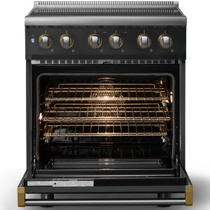 Viking 5 Series 30 in. 4.7 cu. ft. True European Convection Electric Range with 4 Induction Burners - Antique Bronze - Brushed Brass Trim Option, , hires