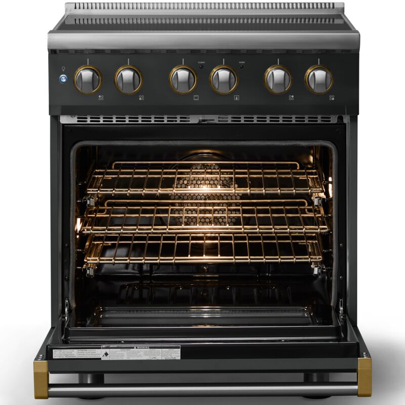 Viking 5 Series 30 in. 4.7 cu. ft. True European Convection Electric Range with 4 Induction Burners - Antique Bronze - Brushed Brass Trim Option, , hires