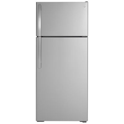 GE 28 in. 17.5 cu. ft. Top Freezer Refrigerator with Ice Maker - Stainless Steel | GIE18GSNRSS