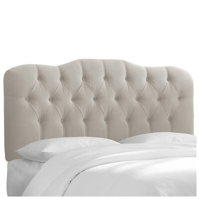 Skyline Furniture Tufted Velvet Fabric Queen Size Upholstered Headboard - Light Grey | 742QVLVLGHGR
