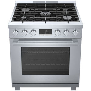 Bosch 800 Series 30 in. 3.9 cu. ft. True European Convection Dual Fuel Range with 5 Sealed Burners - Stainless Steel, , hires