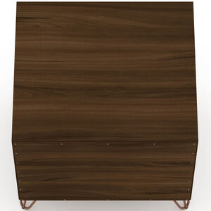 Manhattan Comfort Rockefeller Mid-Century Modern 2-Drawer Nightstand - Brown, Brown, hires