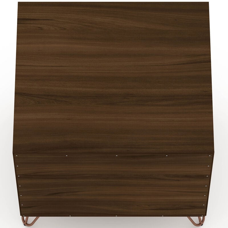 Manhattan Comfort Rockefeller Mid-Century Modern 2-Drawer Nightstand - Brown, Brown, hires