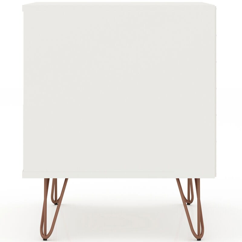 Manhattan Comfort Rockefeller Mid-Century Modern 1-Drawer Nightstand White, White, hires