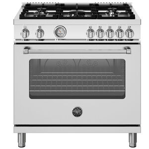 Bertazzoni Master Series 36 in. 5.9 cu. ft. Convection Oven Freestanding Natural Gas Range with 5 Sealed Burners - Stainless Steel, , hires