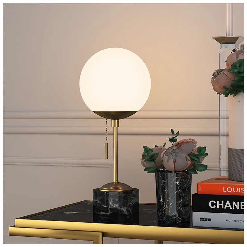 Hudson & Canal Reagan Table Lamp - Brass and Black Marble, , hires