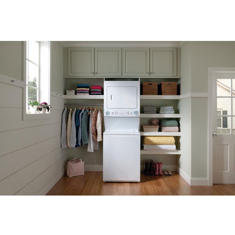 Frigidaire 27 in. Laundry Center with 3.9 cu. ft. Washer with 11 Wash Programs & 5.5 cu. ft. Gas Dryer & 10 Dryer Programs - White, , hires