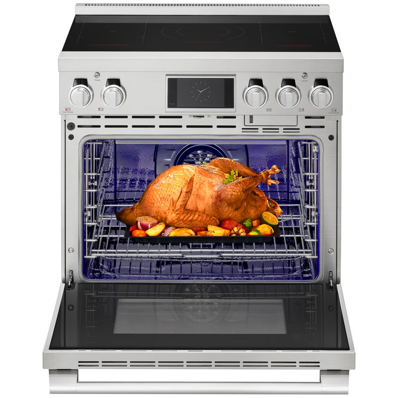 SKS 36 in. 6.3 cu. ft. Smart Air-Fry Standard Convection Steam Electric Range with 5 Induction Burners - Stainless Steel, , hires