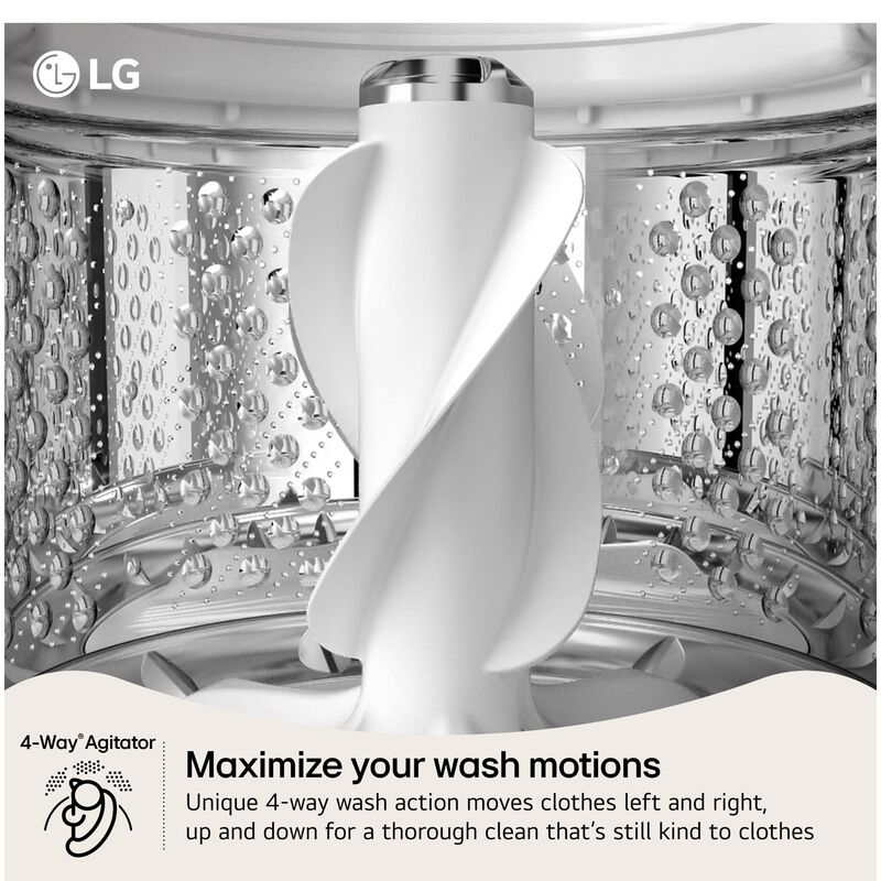 LG 27 in. 5.3 cu. ft. Smart Top Load Washer with Agitator, TurboWash3D Technology & AI Sensing - Alpine White, Alpine White, hires