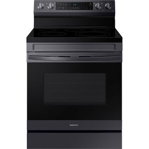 Samsung 30 in. 6.3 cu. ft. Smart Air Fry Standard Convection Electric Range with Smoothtop Burners - Fingerprint Resistant Black Stainless Steel, Fingerprint Resistant Black Stainless, hires