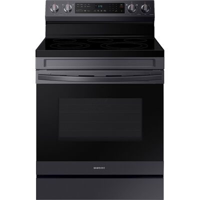 Samsung 30 in. 6.3 cu. ft. Smart Air Fry Convection Oven Freestanding Electric Range with 5 Smoothtop Burners - PrintProof Black Stainless Steel | NE63A6511SG