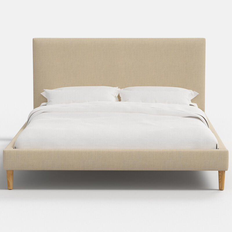 Skyline Furniture Linen Fabric Upholstered Queen Size Platform Bed - Linen, Linen, hires