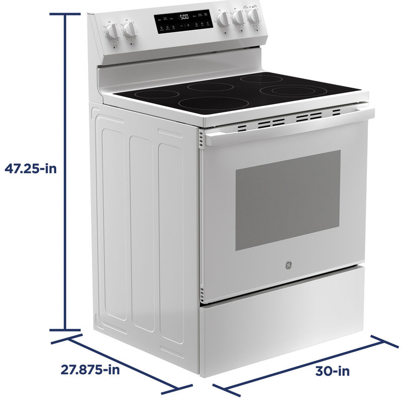 GE 500 Series 30 in. 5.3 cu. ft. Oven Freestanding Electric Range with 5 Radiant Burners - White, White, hires