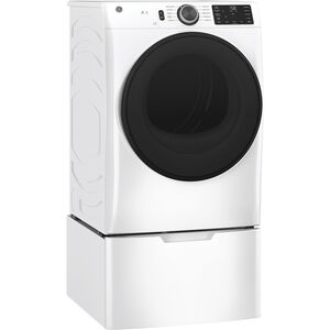 GE 28 in. 7.8 cu. ft. Smart Stackable Electric Dryer with Sanitize Cycle & Sensor Dry - White, White, hires