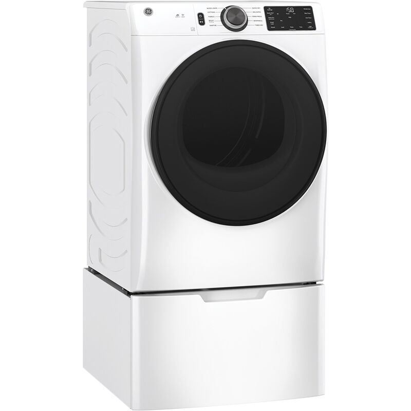 GE 28 in. 7.8 cu. ft. Smart Stackable Electric Dryer with Sanitize Cycle & Sensor Dry - White, White, hires