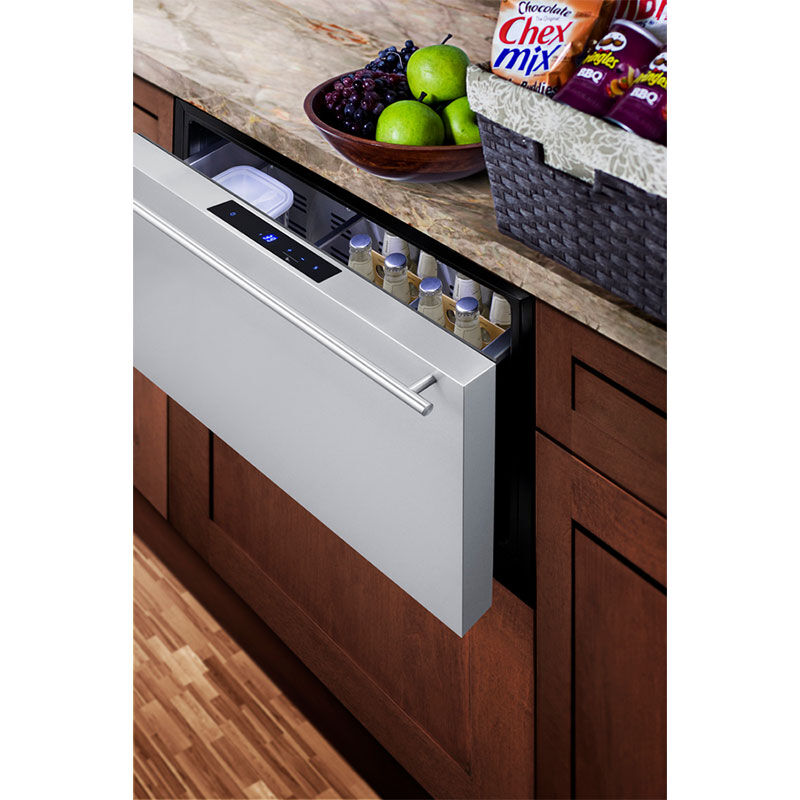 Summit 30 in. 2.5 cu. ft. Refrigerator Drawer - Stainless Steel/Panel Ready, , hires