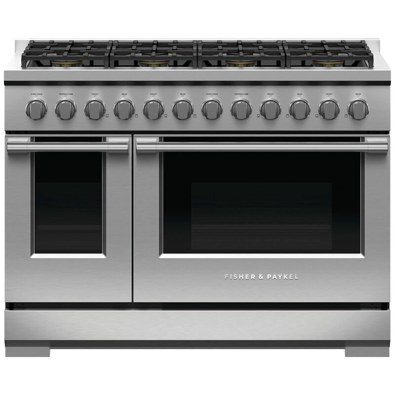 Fisher & Paykel Series 7 Professional 48 in. 7.7 cu. ft. Standard Convection Double Oven Gas Range with 8 Sealed Burners - Stainless Steel, , hires