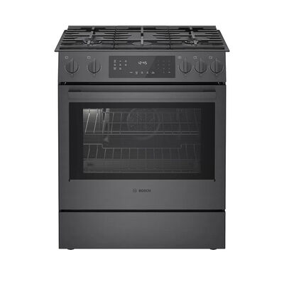 Bosch 800 Series 30 in. 4.8 cu. ft. Standard Convection Slide-In Gas Range with 5 Sealed Burners - Black Stainless Steel | HGI8046UC