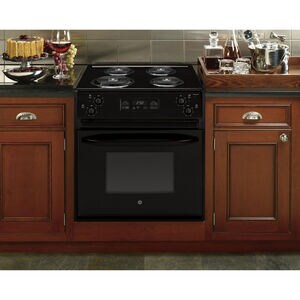 GE 27 in. 3.0 cu. ft. Oven Drop-In Electric Range with 4 Coil Burners - Black, Black, hires