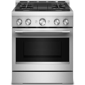 KitchenAid Commercial-Style 30 in. 4.1 cu. ft. Air-Fry True European Convection Gas Range with 4 Sealed Burners - Stainless Steel, , hires