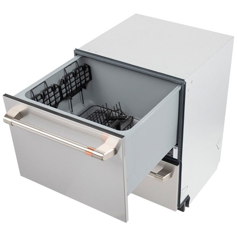 Cafe 24 in. Double Drawer Dishwasher with Top Control, 49 dBA Sound Level,  14 Place Settings, 6 Wash Cycles & Sanitize Cycle - Stainless Steel