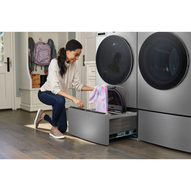 LG 27 in. 7.4 cu. ft. Smart Stackable Electric Dryer with AI Sensor Dry, Turbo Steam, Sanitize & Steam Cycle - Graphite Steel, Graphite Steel, hires